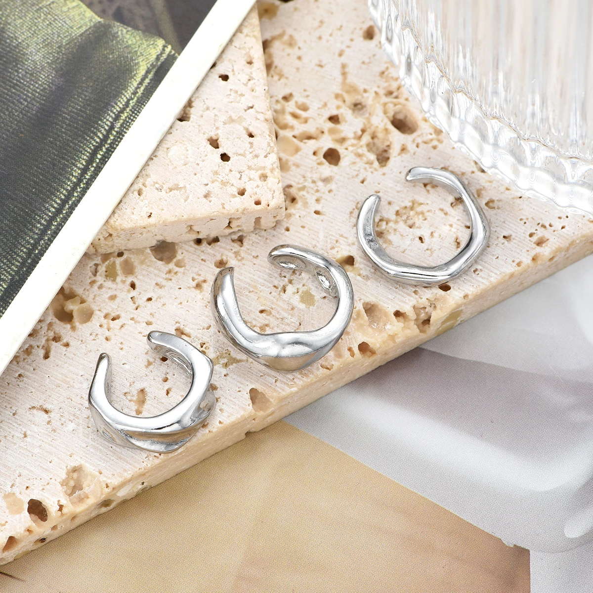 3 قطعة فاسق غير النظامية الفضة اللون المعادن قرط كبس للنساء الرجال محكم غير مثقوب أنيق Earcuff عيد الميلاد مجوهرات الأزياء