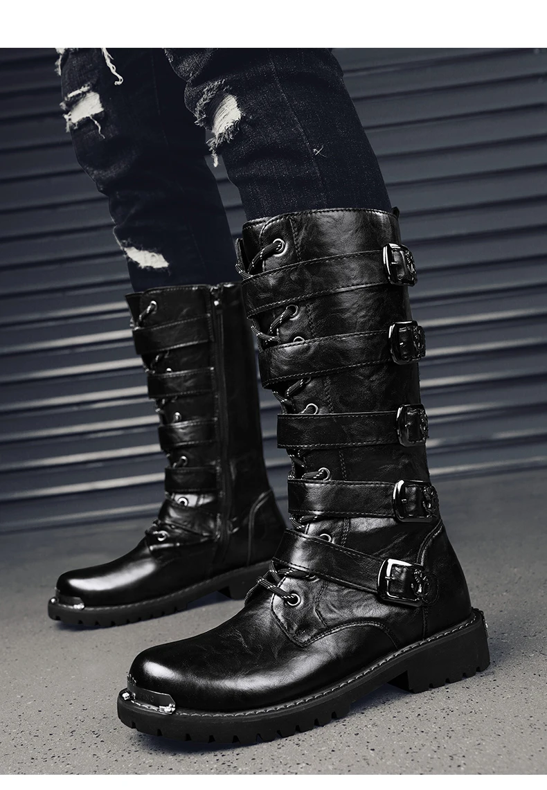 Herrenstiefel für vier Jahreszeiten, neue High-Top-Freizeitstiefel für den Außenbereich, Sicherheitsschutz-Arbeitsstiefel, Motorradstiefel, Outdoor-Stiefel in Übergröße – Detail 11