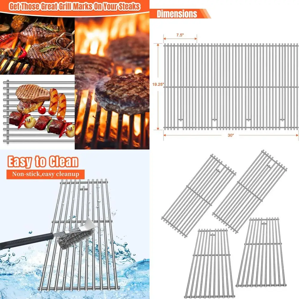 

7mm Stainless Steel Grill Grates for Bull BBQ Angus, Brahma, 7 Burner Premium Models - Replacement CG112, Fits OEM 16517