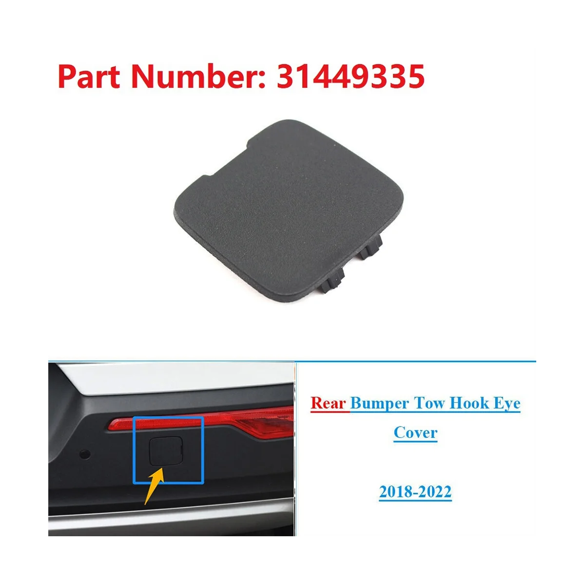 Rear Bumper Tow Hook Lid Cover Cap 31449335 Fits for Volvo XC40