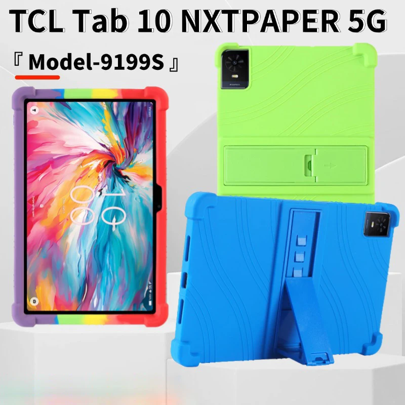 Tablet Silicone Shockproof Cover Case For TCL TAB 10 NXTPAPER 5G 10.4 9199s Back Fold Holder Stand Sticker Cover Tab Accessories