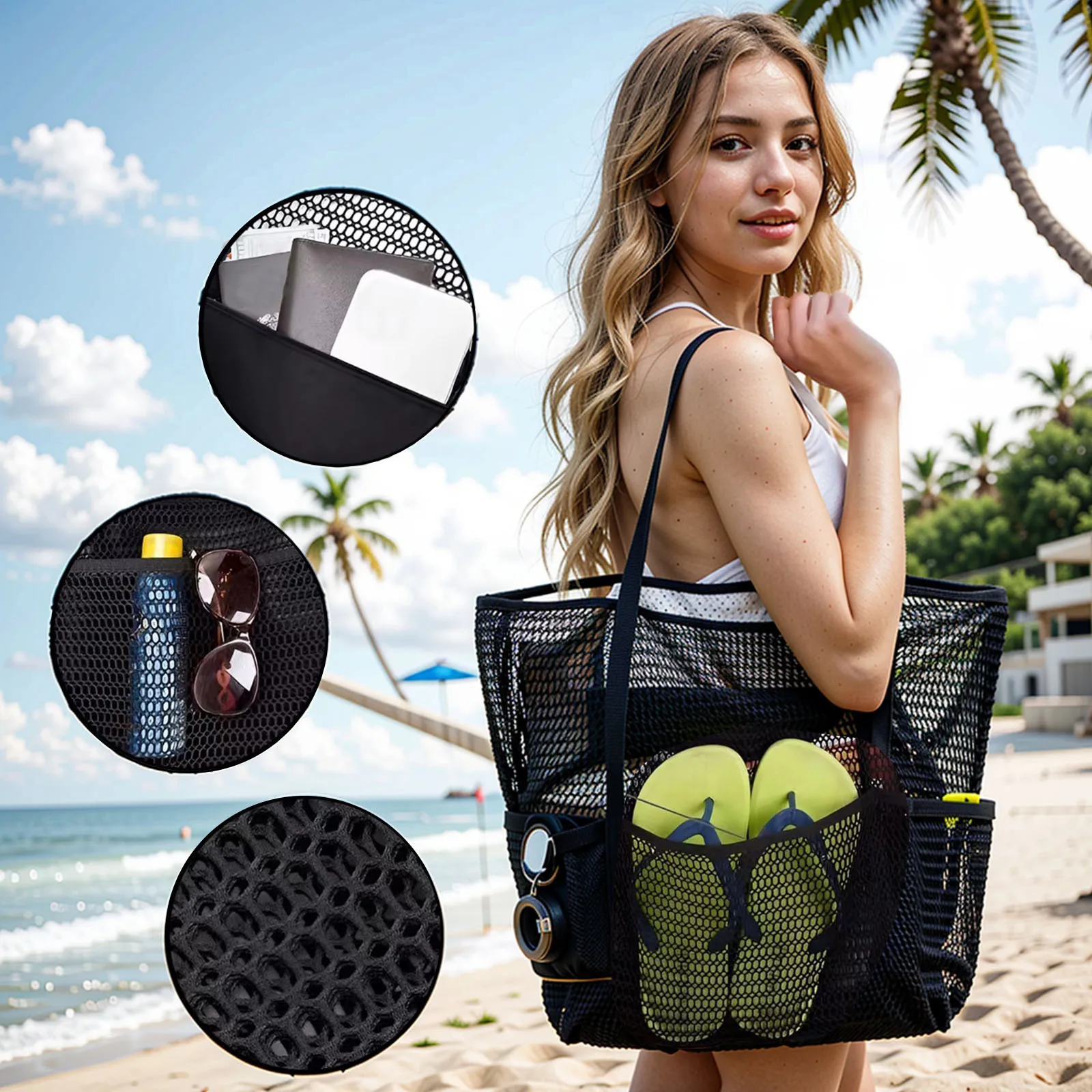 

2025 Mesh Tote Bag Gifts For Mom Women Bag For Travel Pool Family Beach Vacation