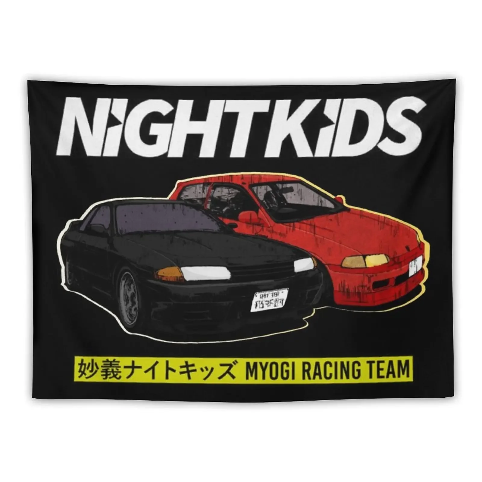 Initial D - Night Kids Print Tapestry Decoration Aesthetic Mushroom Tapestry