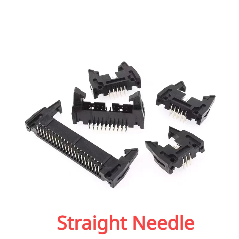 5Pcs 2.54mm Pitch DC2 Male IDC Connector Socket Header With Hook Horn Sample 6P 8P 10P 12P 14P 16P 20P 26P 30P 34P 40P 50P 64Pin