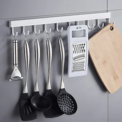 Gancho de toalla de aluminio para baño, cocina, colgador de pared para puerta trasera, percha de abrigo, perforador gratis