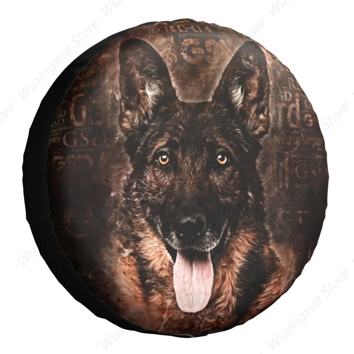 

German Shepherd Dog Spare Tire Cover Case Bag for Jeep Honda Animal GSD Car Wheel Protectors Accessories 14" 15" 16" 17" Inch