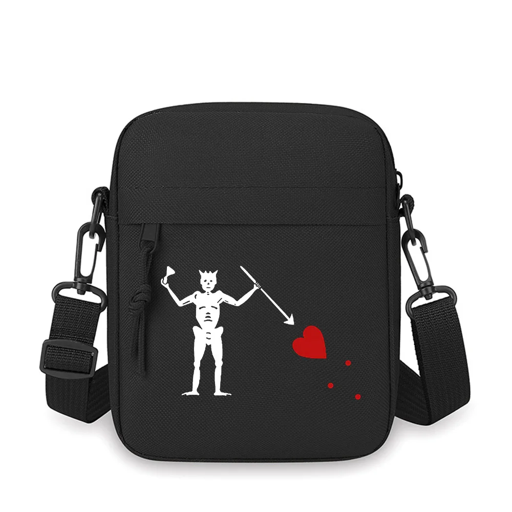 

Pirate skeleton,arrow heart,blood Men Crossbody Bag Single Shoulder Women Cartoon Anime Film Printing Design Unisex