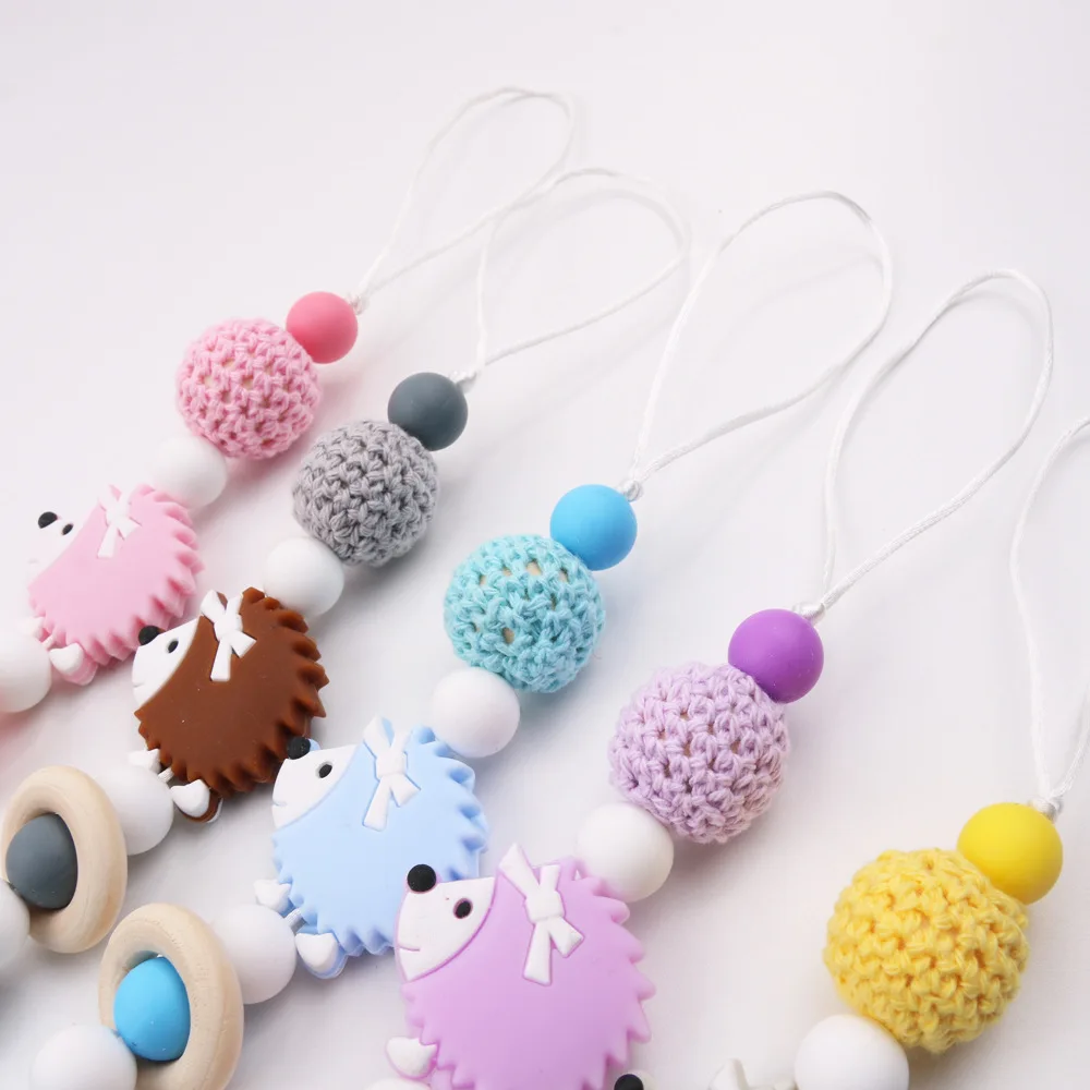 Baby Pacifier Clip Chain Food Grade Hedgehog Silicone Beads Infant Pacifier Holder Nipple Chain Gift