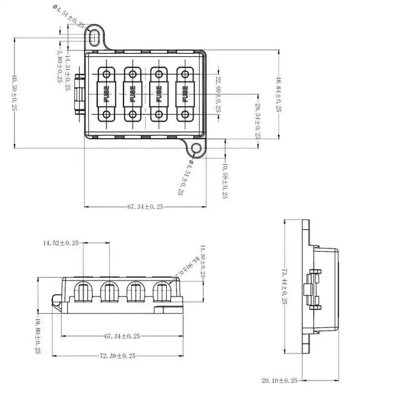 32V 4-Wege-Sicherungshalter zum Anschrauben mit Midi-Box