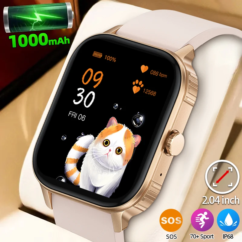 LIGE New 1000mAh Battery Smart Watch Men Women 2.04” HD Screen Bluetooth Call Women Watches Heart Rate Monitor Sports Smartwatch
