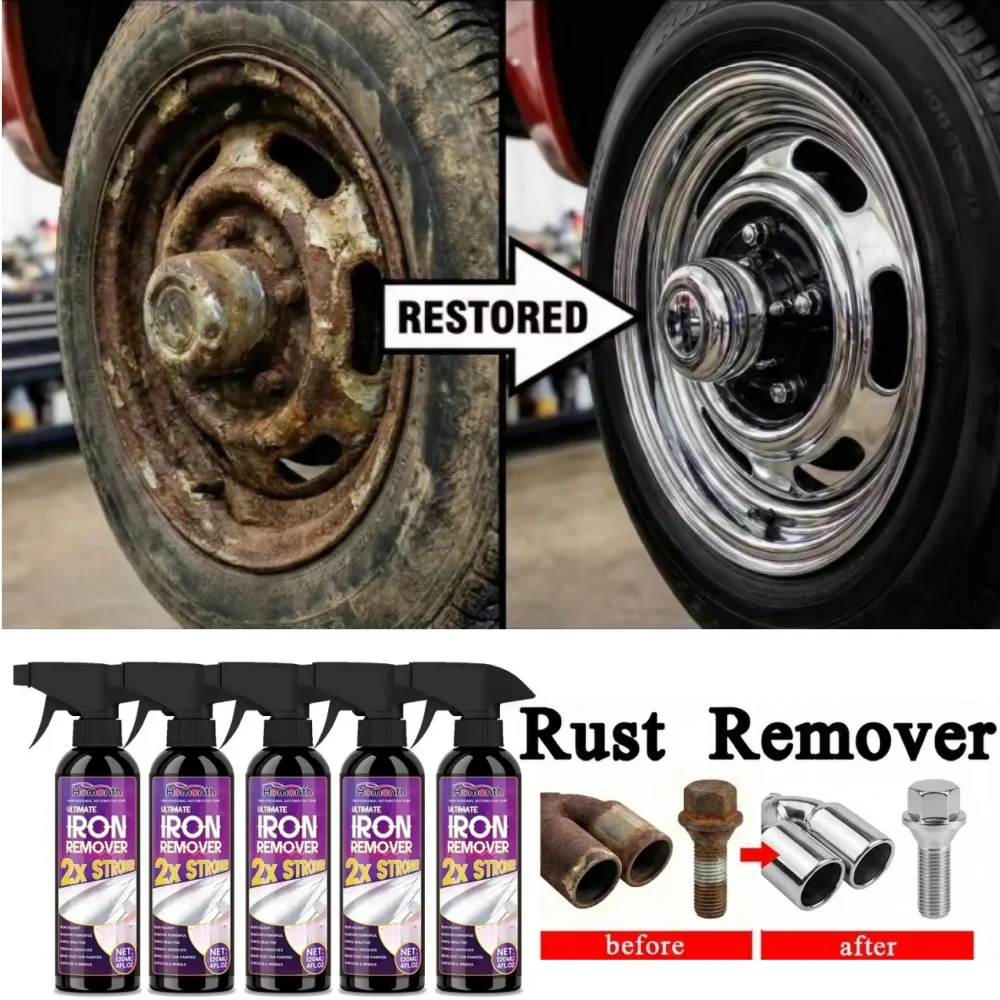 Powerful Car Rust Removal Spray Kit Metal Polishing Spray Powerful Rust Stain Removal Cleaning Spray Quick Rust Dissolving Agent