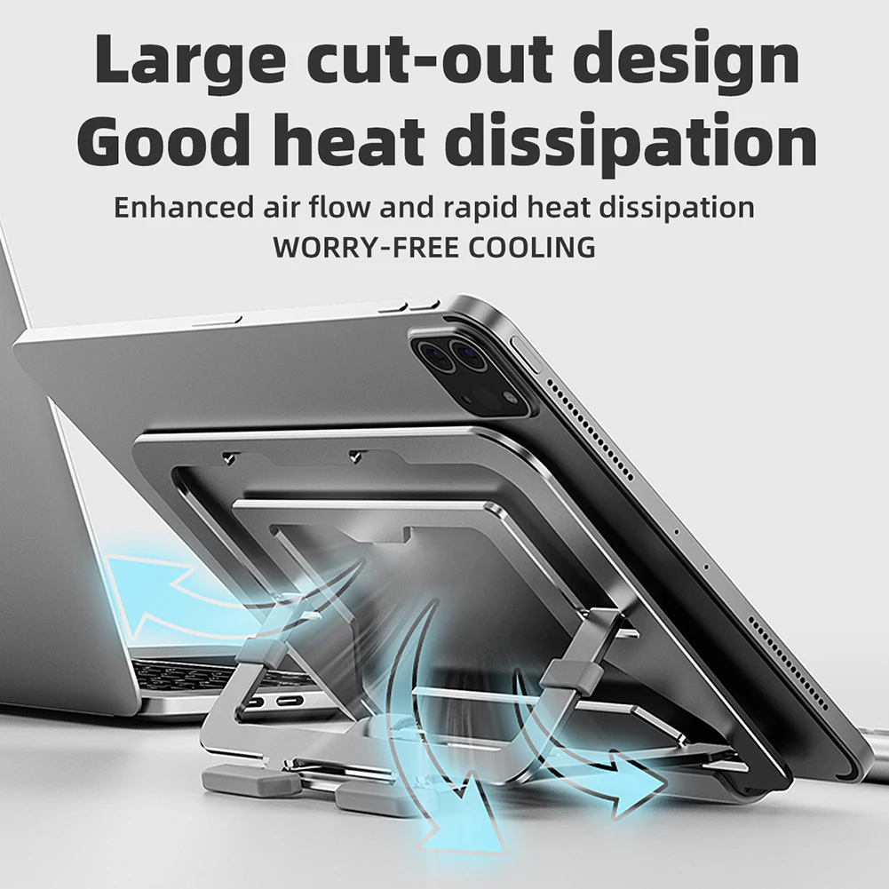 휴대폰 태블릿 스탠드, 조절 가능, 미끄럼 방지, 할로우 아웃 데스크탑 노트북 거치대, 휴대용 접이식 스탠드, 맥북용 냉각 스탠드 지지대
