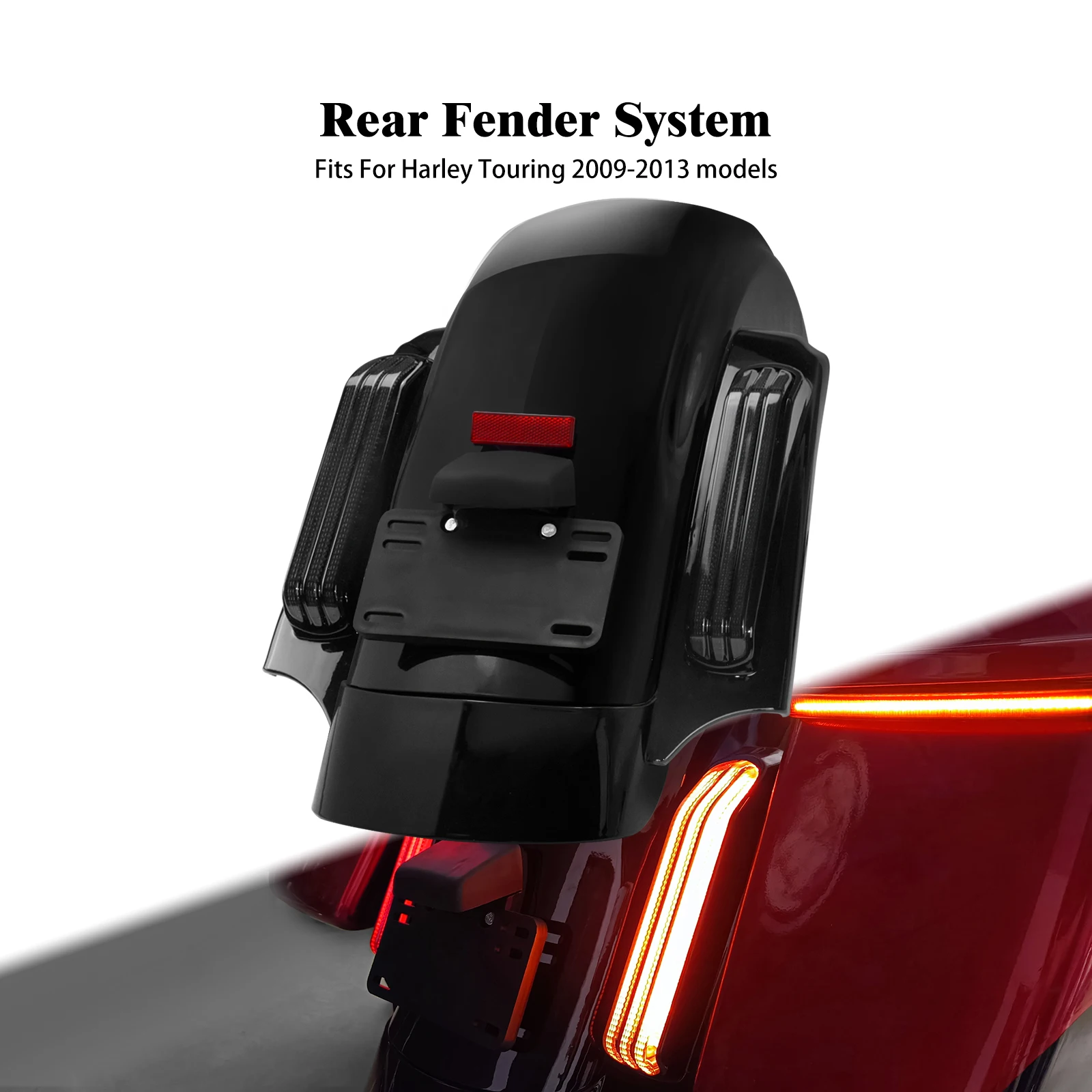 

Motorcycle Fender System Extension Fascia LED Turn Signal Brake Running Light Set For Harley Touring Street Road Glide 2009-2013