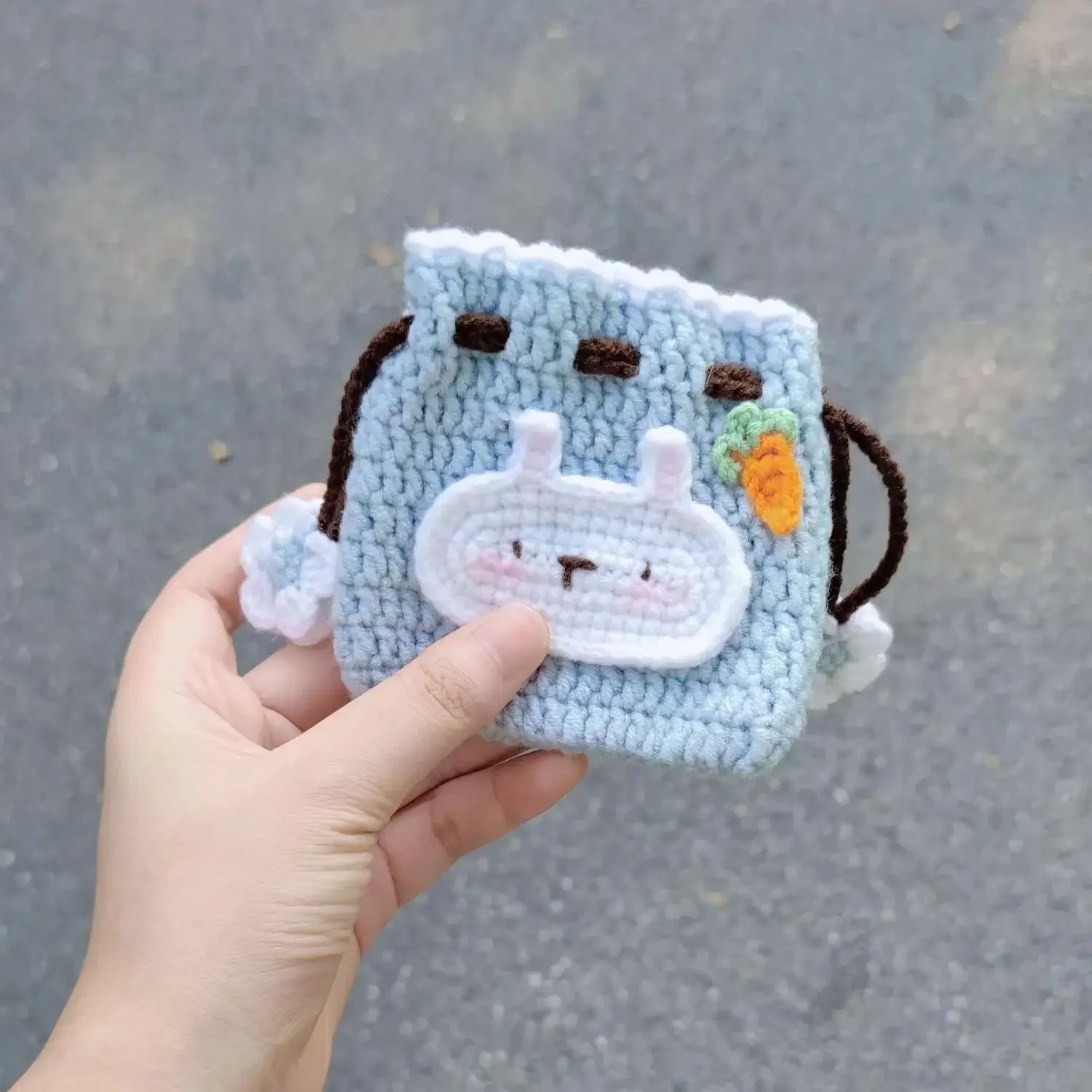 DIY Crochet Wool Material Bag, Universal Bluetooth Headset, Protective Cover, Handmade Purse, Finished Product