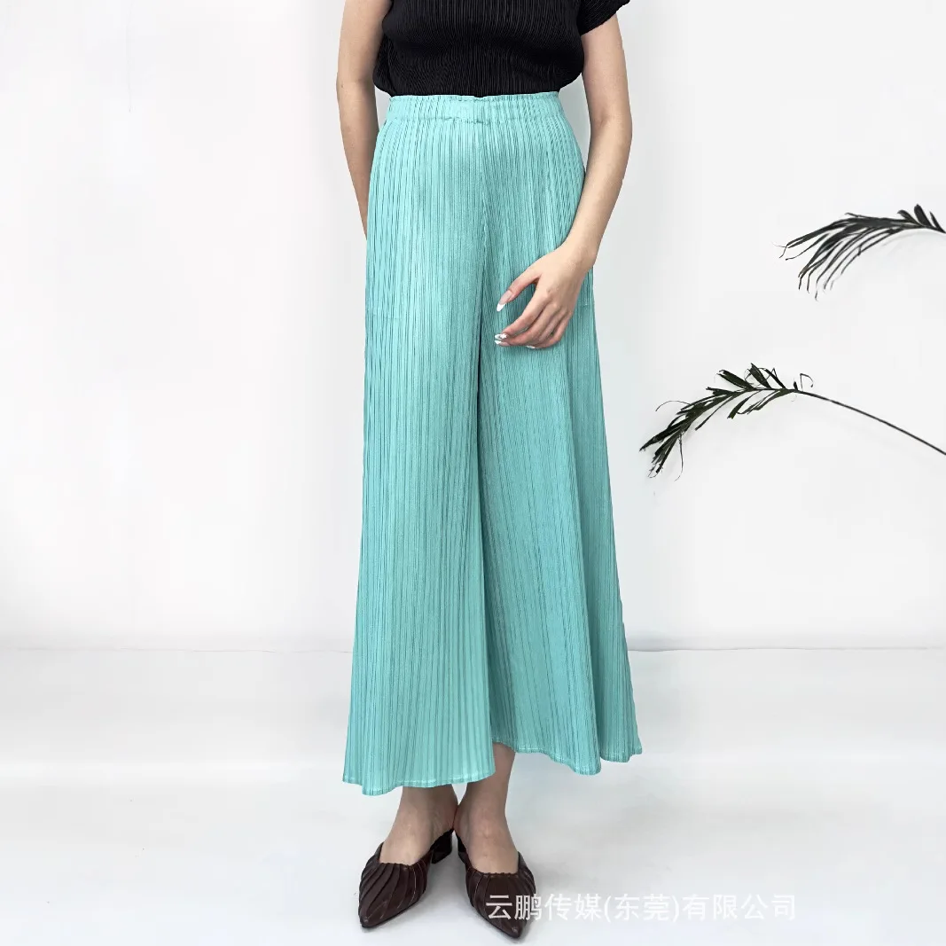 2025 Spring and Summer New Miyake Pleated Wide-leg Pants Female Thin Senior Sense Leisure Straight Solid Color Pants Commuting