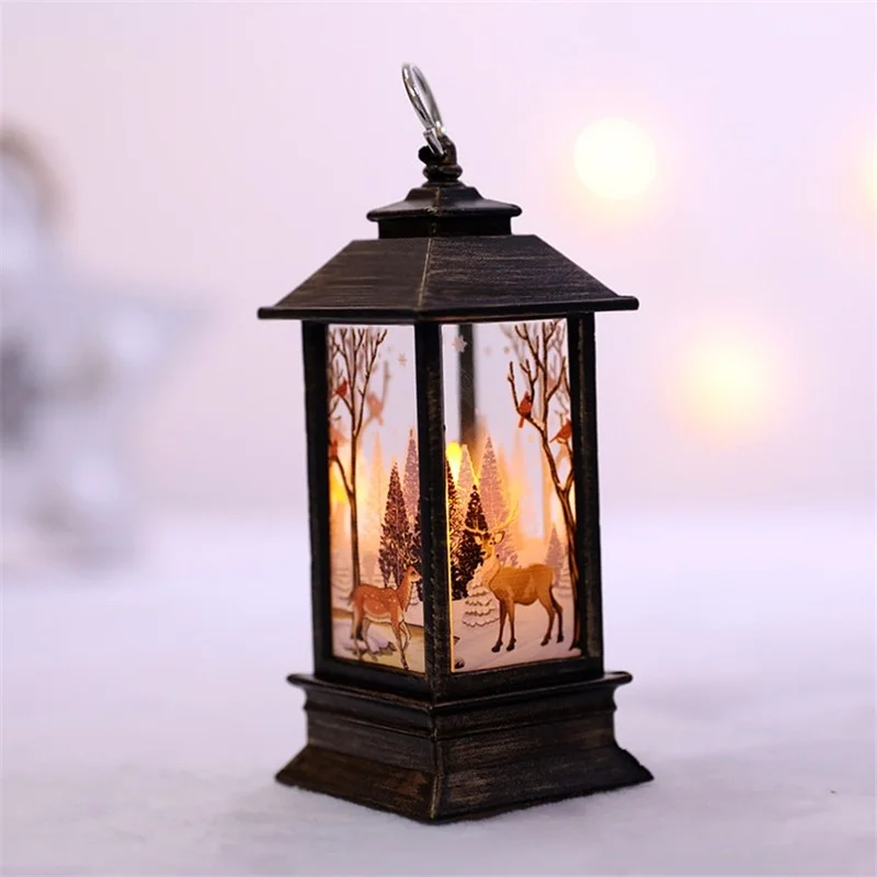 Christmas Decorations for Household Lanterns LED Small Oil Lamps Candles Christmas Trees Santa Claus Elk Lights New Year Gifts