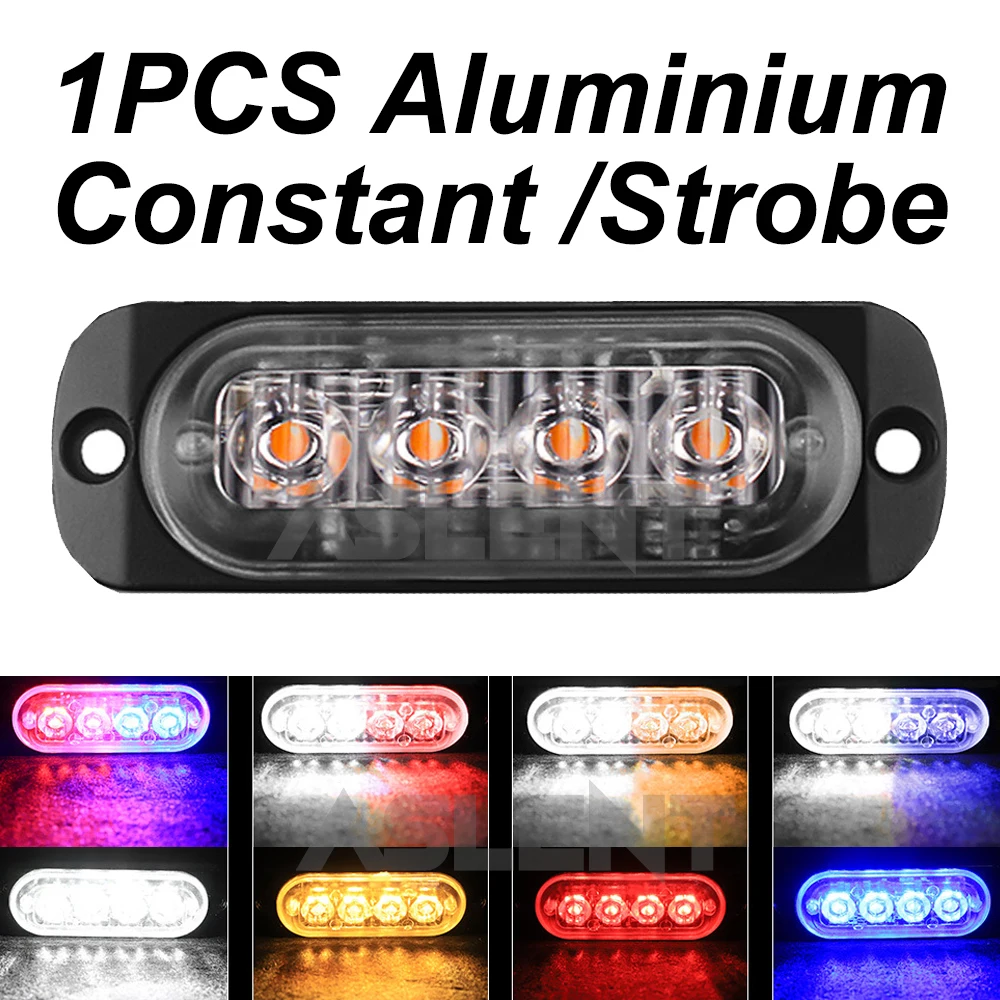 Led Strobe Light Flashing Grille Car WARN LIGHT Amber Lights Constant 4LED Car TRUCK with Memory Function 12v 24v Aluminum alloy
