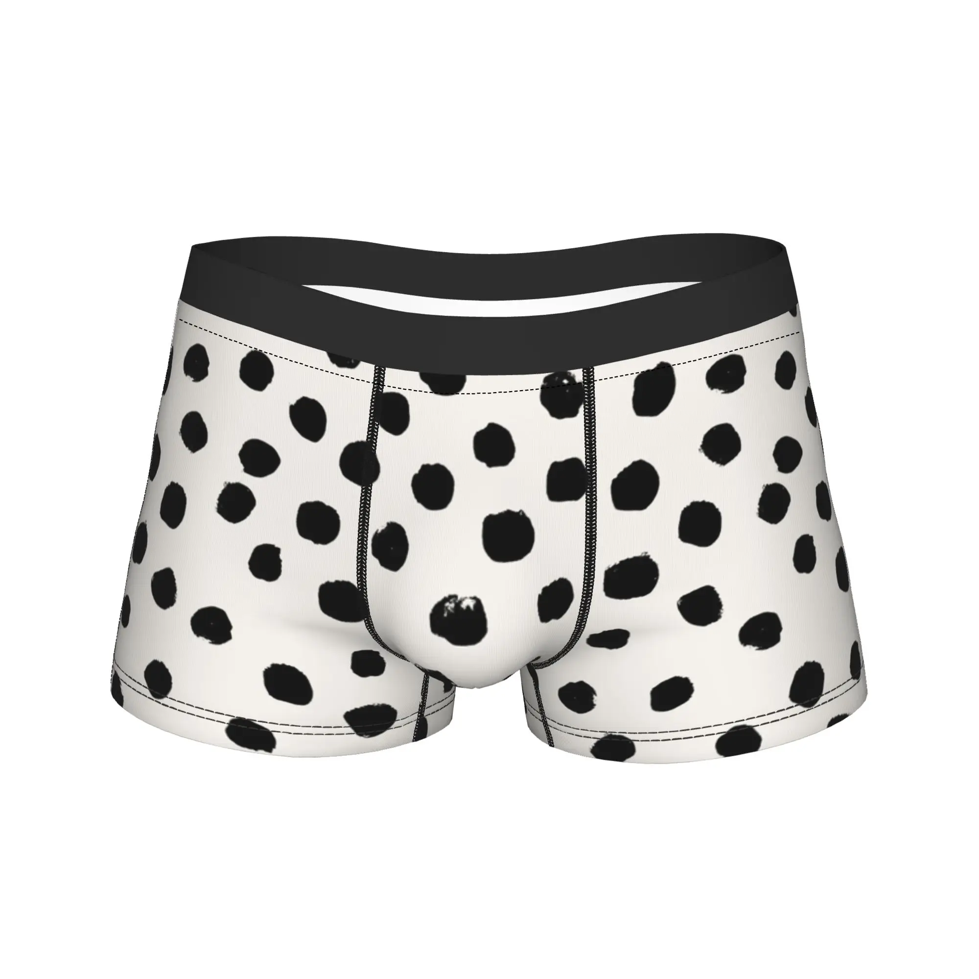 Man Dots Black and White Spots Animal Long Underwear  Funny Boxer Briefs Shorts Panties Male Breathable Underpants M-XXL