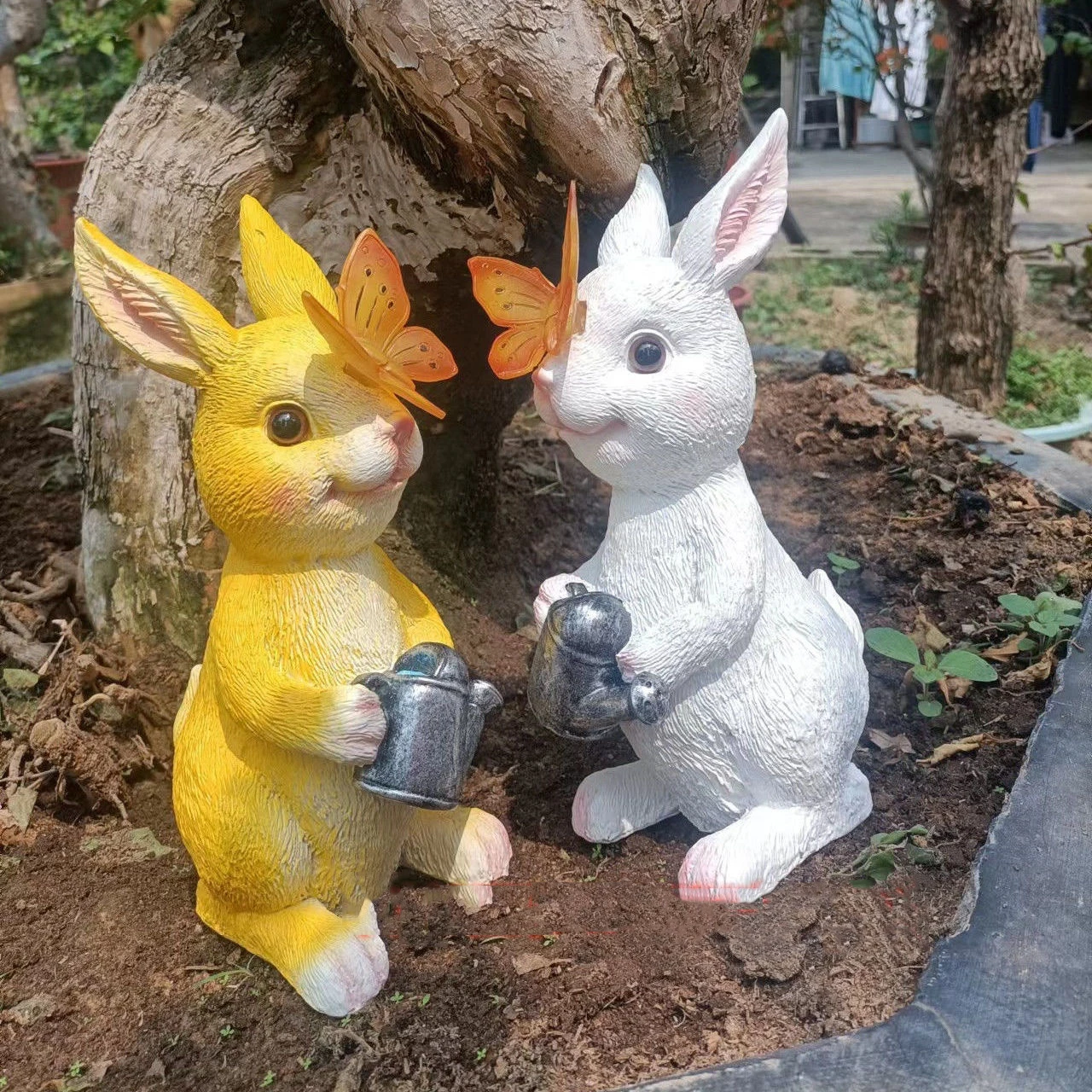 

Take the Kettle Top Butterfly Solar Light Rabbit Resin Adornments Courtyard Garden Sculpture Crafts Balcony Outdoor Accessories