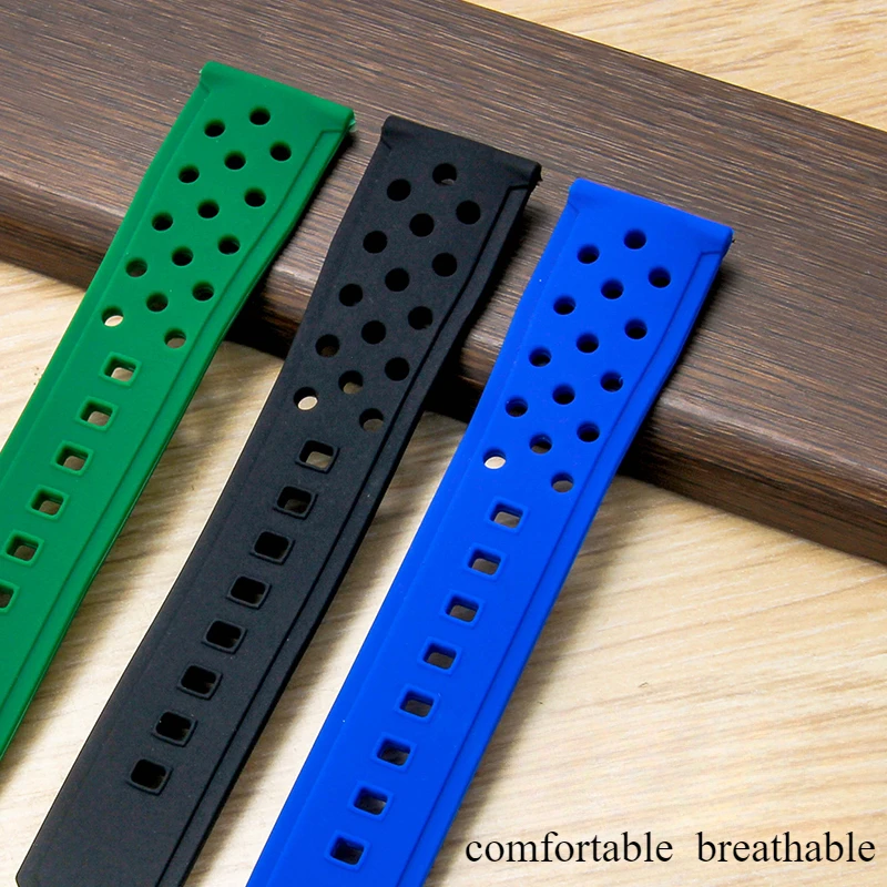 Pulseira de relógio de silicone com design especial respirável e amigável à pele para tag heuer aquaracer série f1, pulseira de múltiplas combinações 22mm