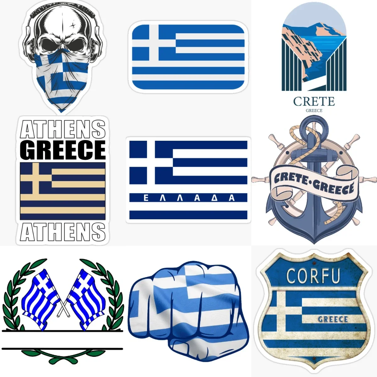 

GR Greece Flag Map Creative Waterproof Car Stickers for Car Truck Bicycle Van Helmet Window Wall Decoration Accessories
