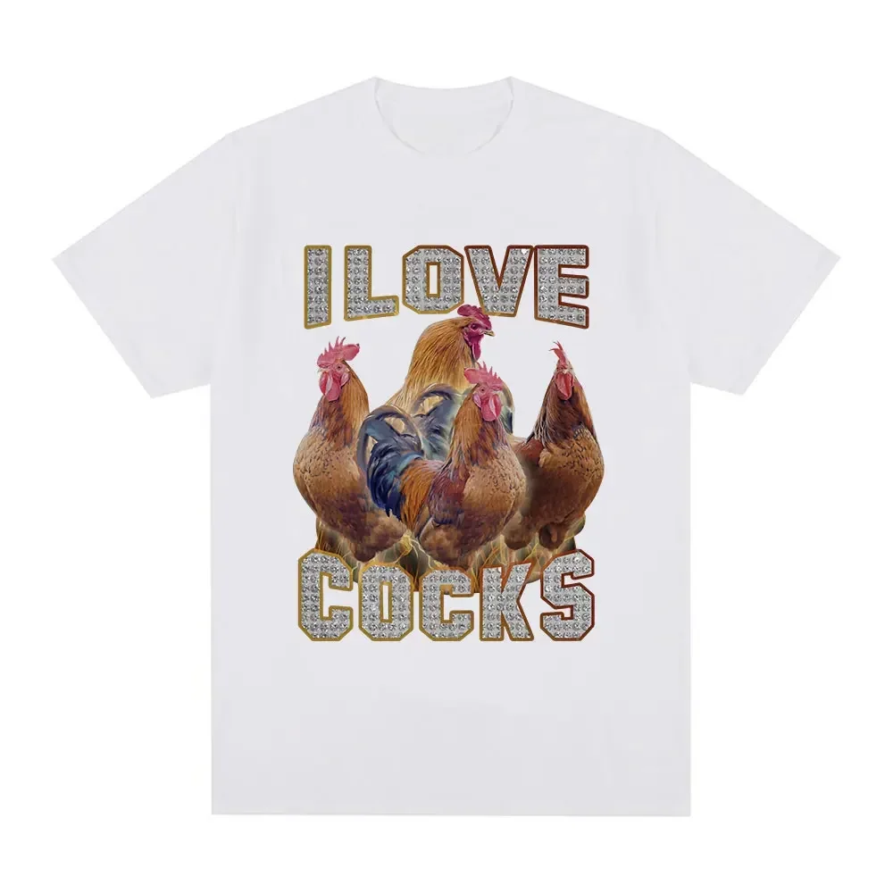2025 I Love Rooster Funny Rooster Men's T-Shirt Chicken Lover Short Sleeve T-Shirt Women's T-Shirt Men's Clothing