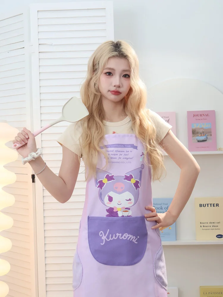 Натуральный фартук для выпечки Hello Kitty, кухонный, бытовой, толстый, водонепроницаемый и маслостойкий, хлопковый, стираемый, милый чехол для одежды с героями мультфильмов