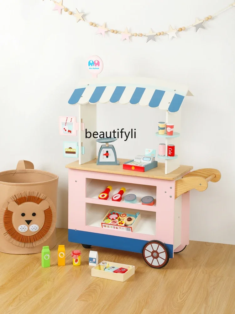 Children's commissary store Wooden ice cream Play house Simulation supermarket toys