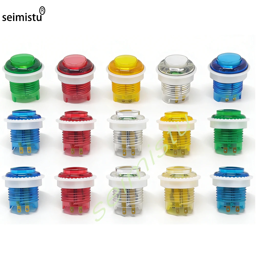 10pcs LED Illuminated Arcade Push Buttons 28mm/24mm 5V with MicroSwitch Nut Round Body for DIY Arcade Raspberry Pi Gaming Machin