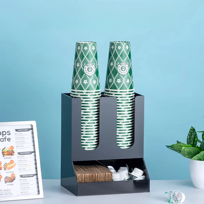 Plastic Paper Cup Organizer  Curved Edge Cup Dispenser for Restaurants Multi-Slot Coffee Bar Storage Rack