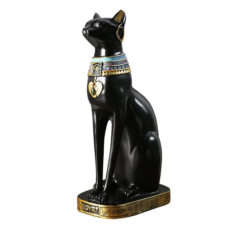 Egyptian Lucky Cat Figurine For Living Room Entryway Wine Cabinet Study Cute Anderson Cat Decoration Housewarming Gift Ornament