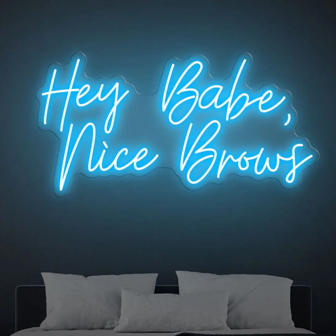 

Hey Babe Nice Brows Neon Sign Handmade Neon Lights Sign for Hair Beauty Salon Neon Business Beauty Nail Decoration Neon LigSign