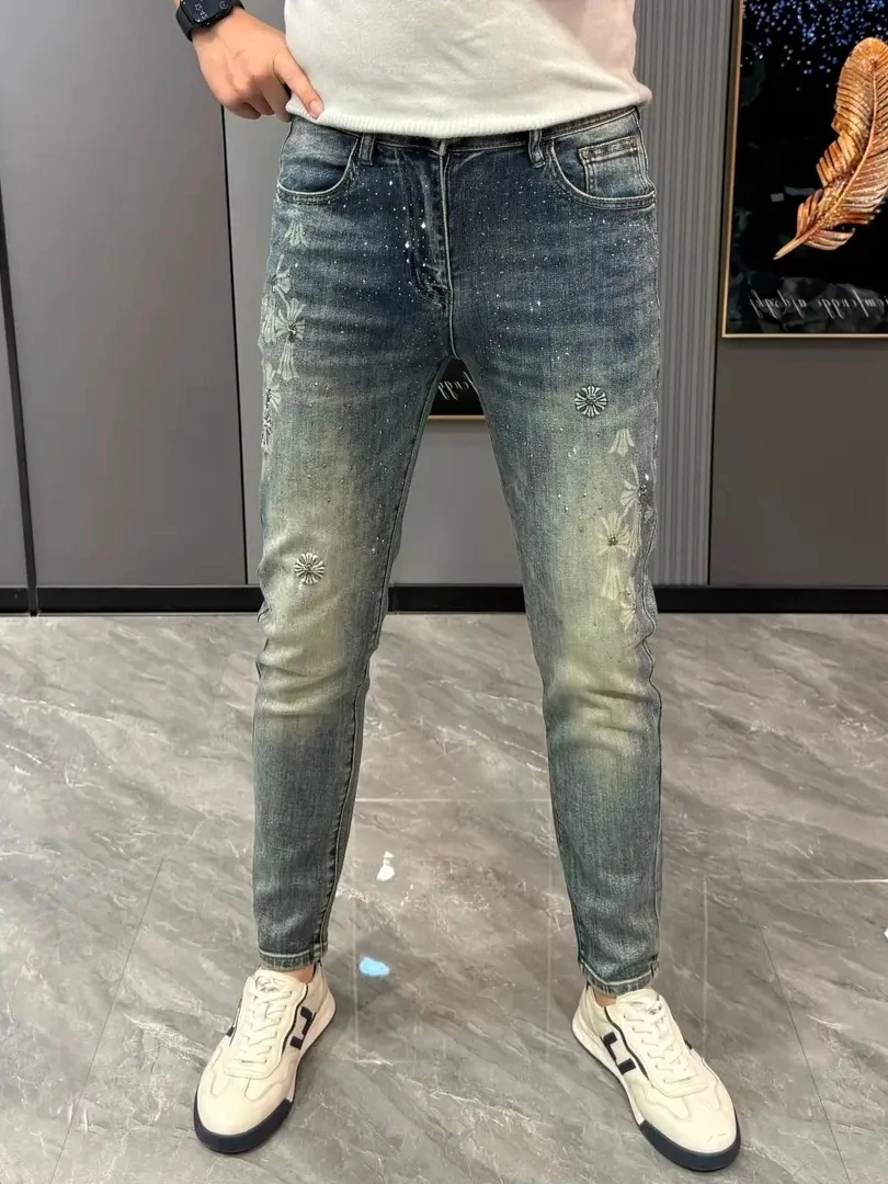 

Новые мужские джинсы для повседневной носки, весна-осень, высокое качество, модные, универсальные, со средней посадкой, облегающие, стандартная модель