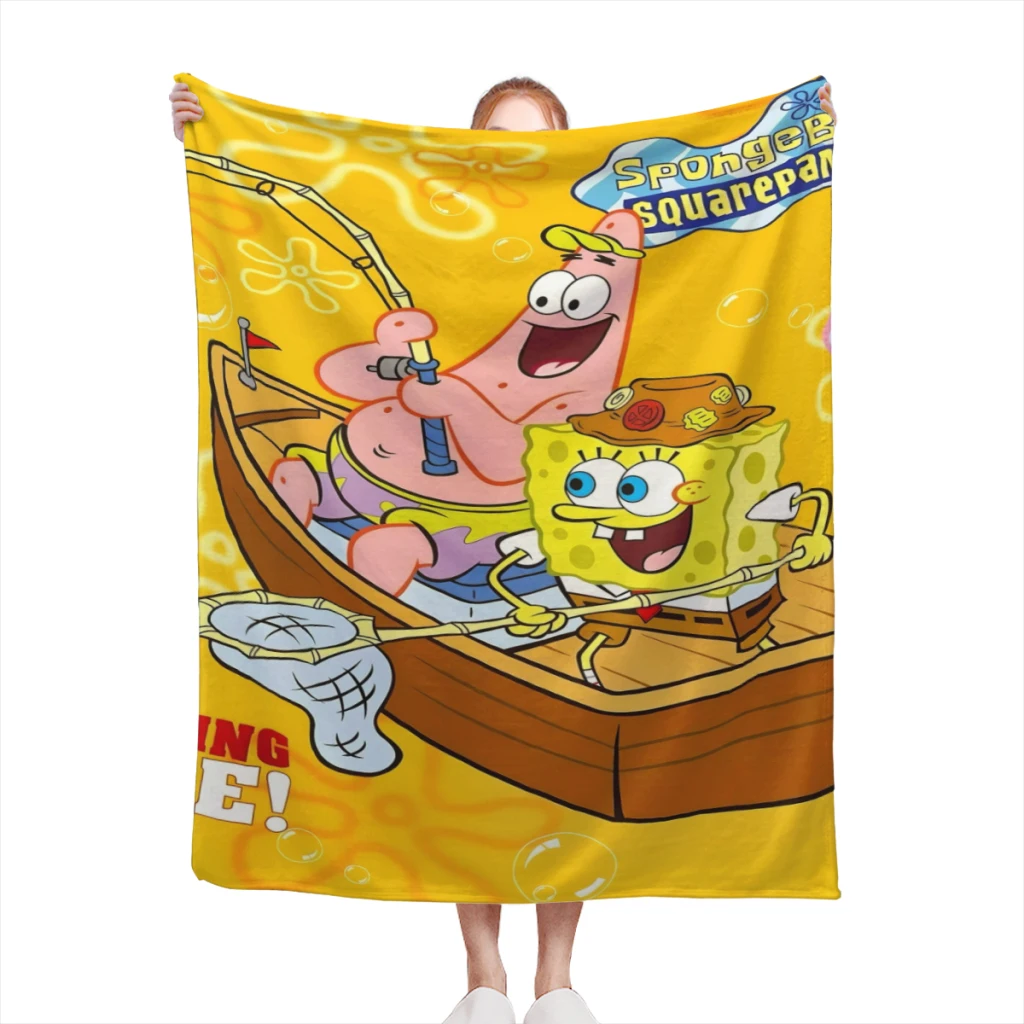 SpongeBob_A9N86Y (1) Medium Blanket Comforter Flannel Soft throw Blankets Warm Home and Decoration