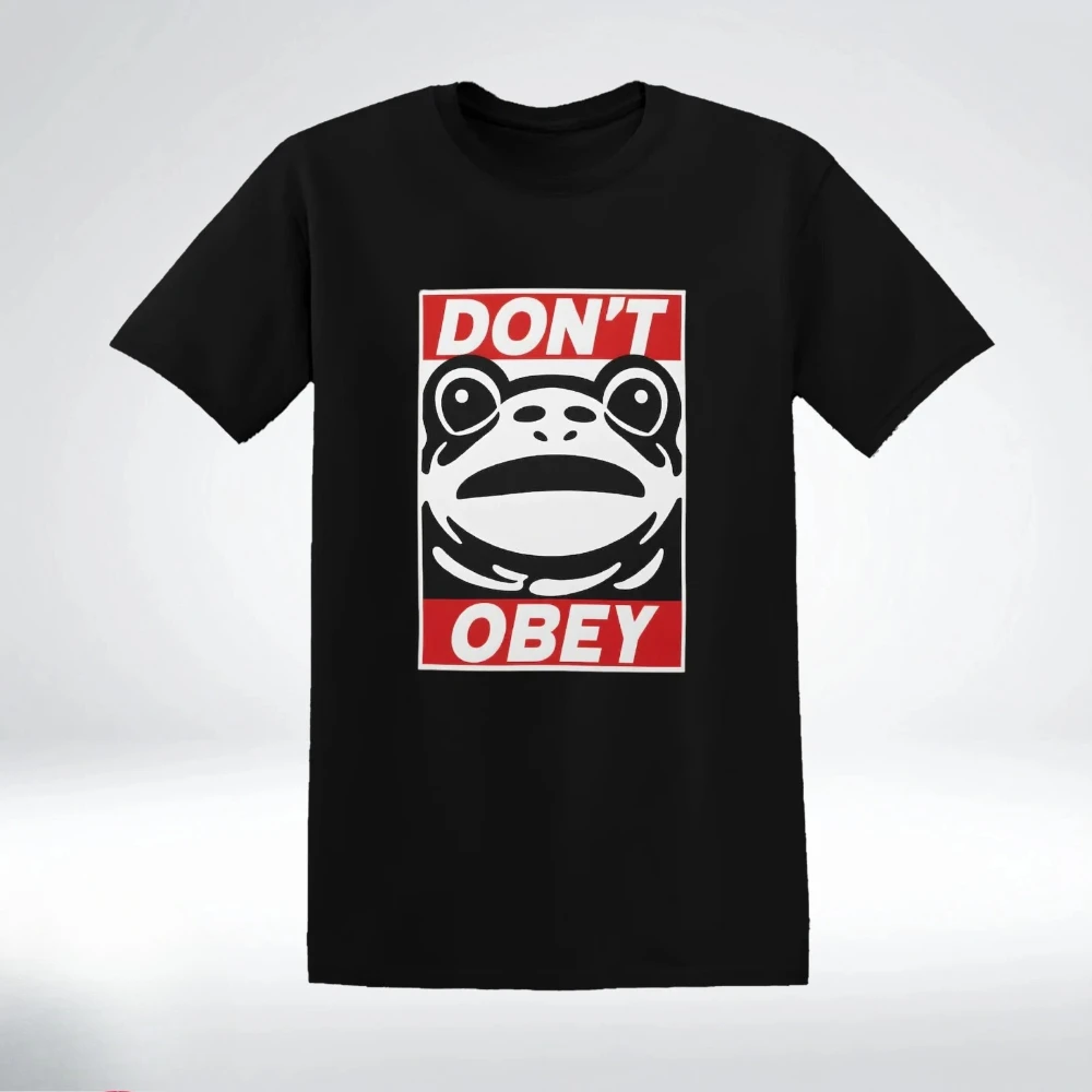 Camiseta para hombre y mujer, ropa de calle Don't Obey Frog, camiseta de arte gráfico, camisetas holgadas informales holgadas de gran tamaño, camisetas Unisex de manga corta