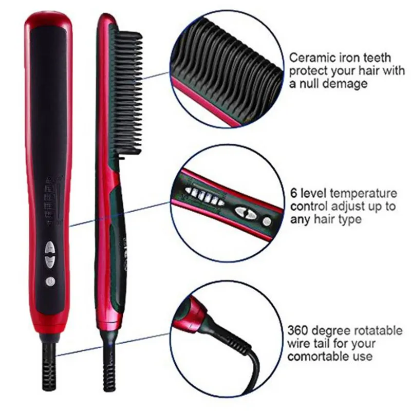 Electric Fast Heat Simply Hair Straightener Brush Flat Iron Wand Straightening Silky Comb Straighter Hair Style Salon Hairbrush