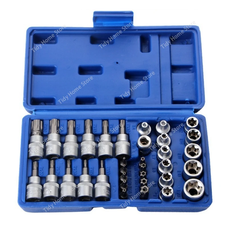 

Комбинированный набор инструментов из 34 предметов: торцевые насадки Torx/Allen, ключ с храповым механизмом 3/8 дюйма, винты с шестигранной головкой 5/16 дюйма