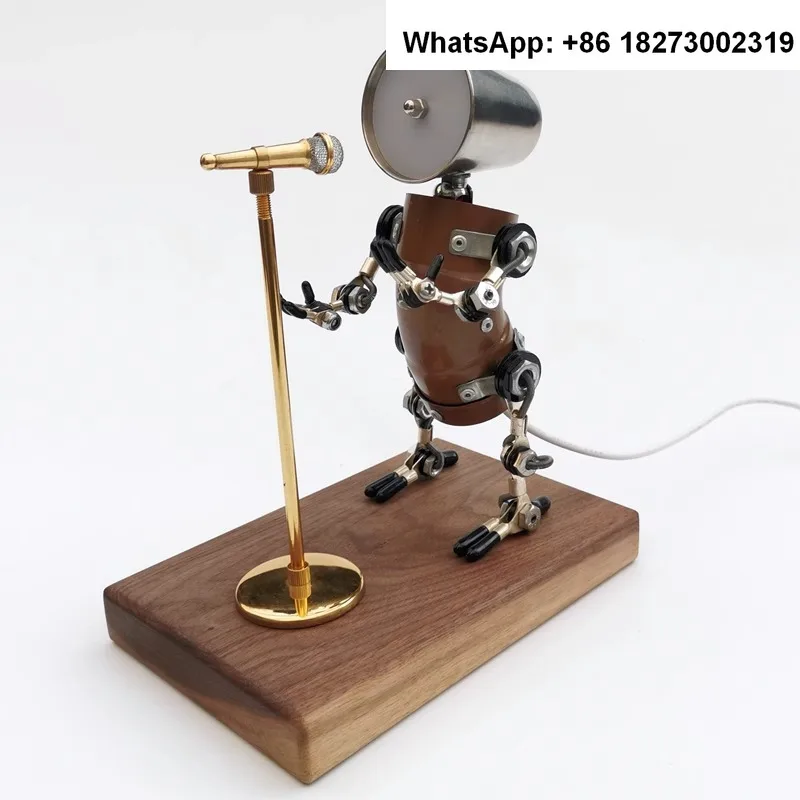 Industrial style metal handmade rob-ot desktop decoration, singer and singer