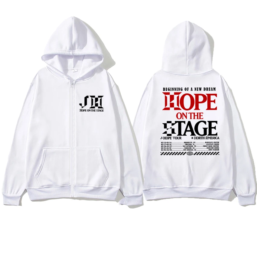 J-hope Hope On The Stage world Tour 2025 Double Sided print Zipper Hoodie Unisex fashion Y2k Sweatshirt Men women Fleece Jacket