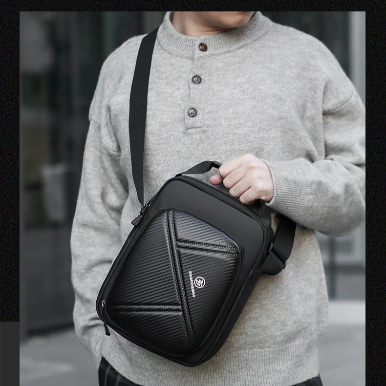 

Men's PU hard-shell lightweight casual phone crossbody bag trendy large-capacity waterproof shoulder bag