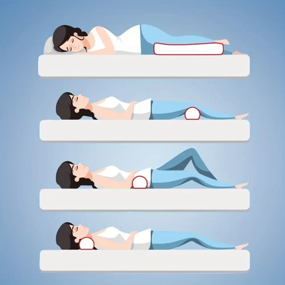 Memory Foam Lumbar Roll Pillow Adjustable Strap Cylinder Shape Memory Foam Pillow Portable Design Fabric Cover