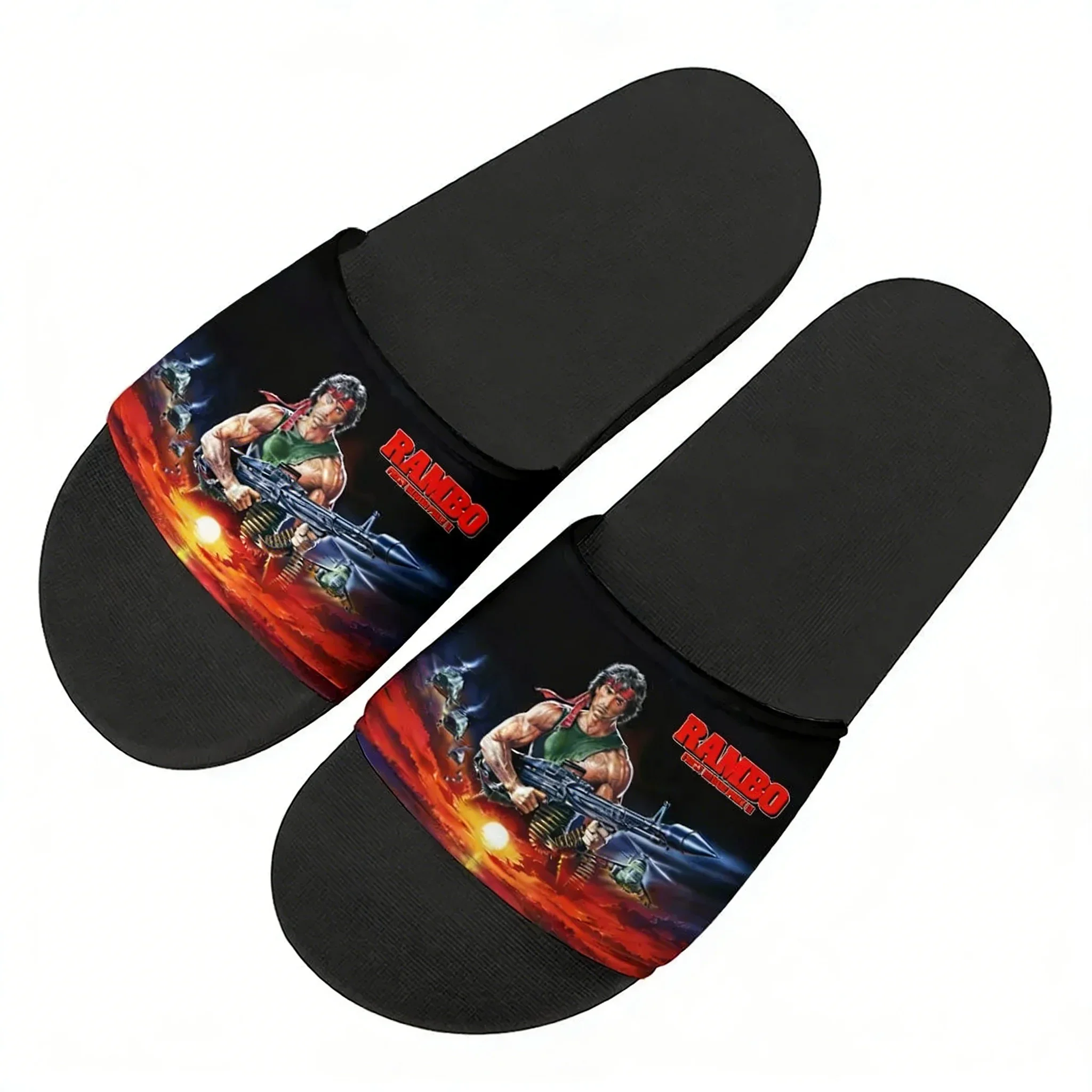 John Rambo F-First B-Blood Slippers Home Water Shoes Mens Womens Teenagers Outdoor Beach Pool Sandals Custom Summer Slipper