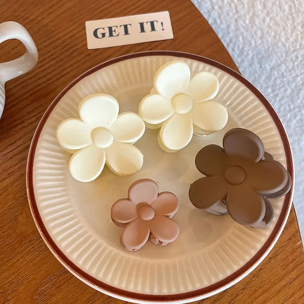 

Fashion Design Solid Color Children Plastic Ponytail Holder Flower Hair Claw Korean Style Hair Clip Women Hair Accessories