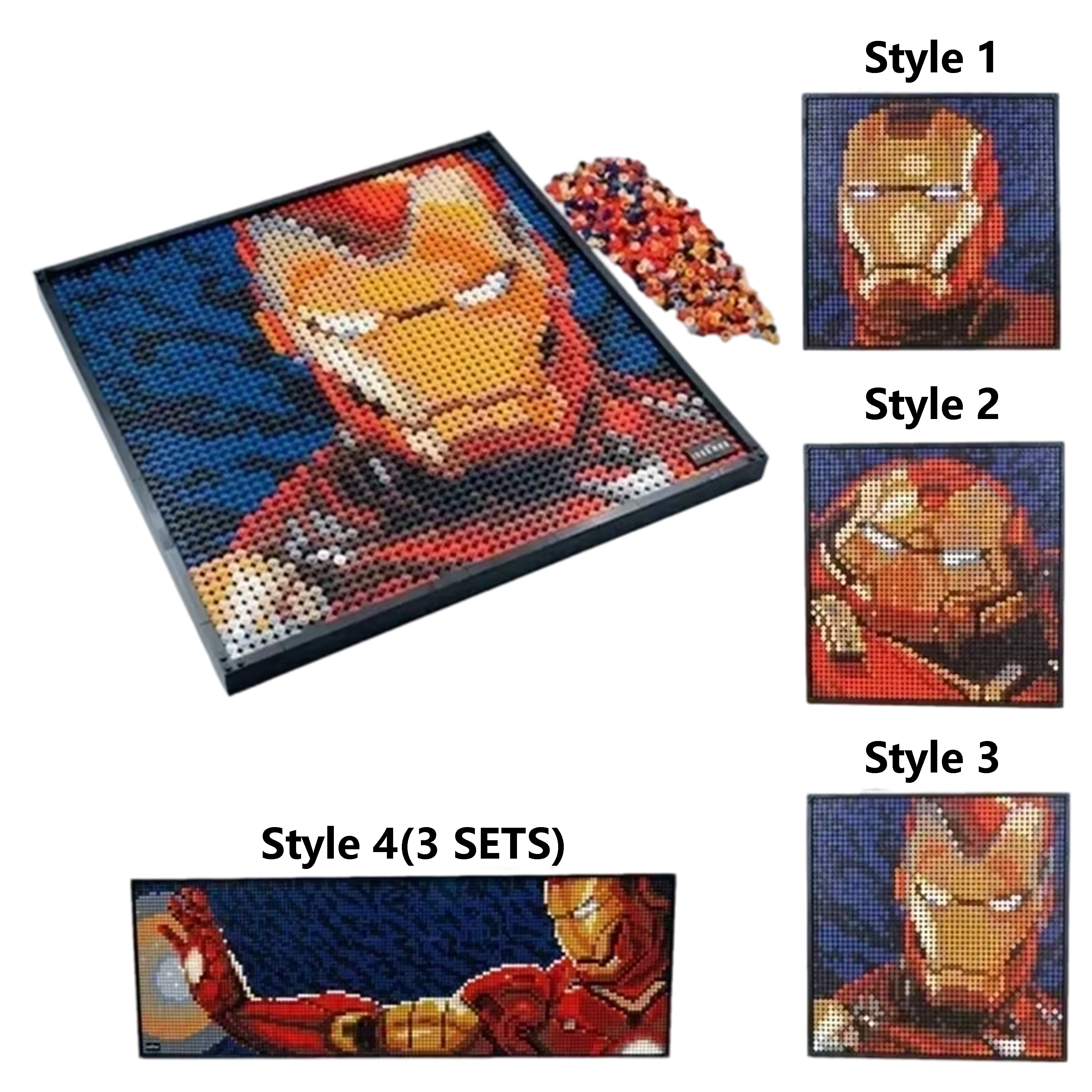 

Art Mosaic Wall Decoration Pixel Style Hero Helmet Portrait Building Block Model Creative Display Painting Toy Gift Xmas Gift