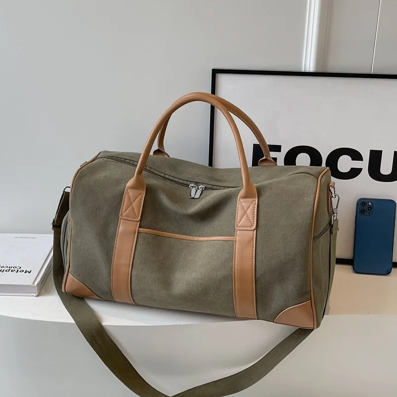 

Large Capacity Travel Bag Outdoor Travel Luggage Bag Women's Sports and Fitness Bag Men's Portable Hand-held Retro Canvas