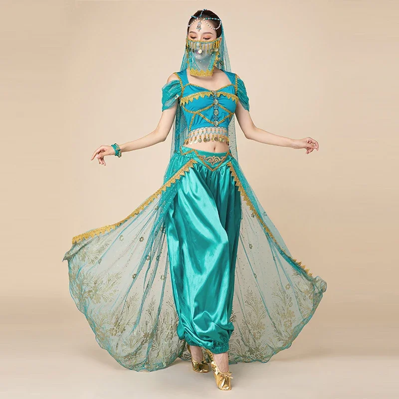 

Bollywood Jasmine Cosplay Festival Arabian Princess Costume Arabic Dance Costume Christian Dances Embroider Party Indian Outfits