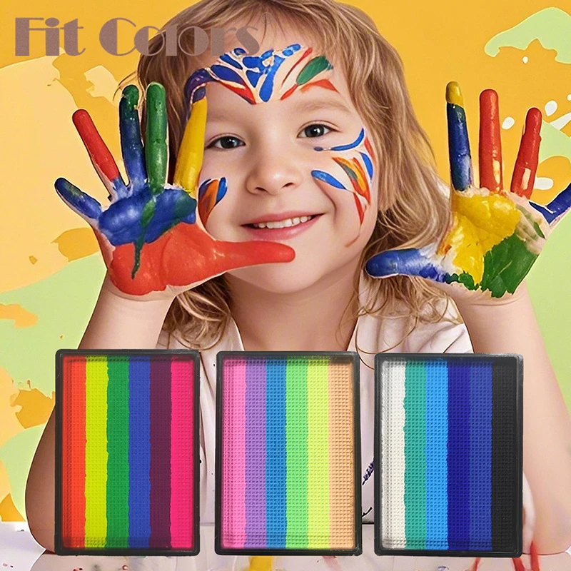 لوحة طلاء الوجه بألوان قوس قزح للأطفال، لوحة مكياج فنية مسرحية قابلة للذوبان في الماء، صبغة بيضاء للوجه والجسم #3