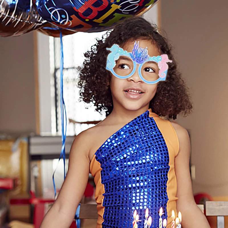 Lunettes en papier sous le thème de la mer pour enfants, queue de sirène, coquillage, étoile de mer, fête d'anniversaire, décoration de fête préChristophe, faveurs, jouet, 6 pièces