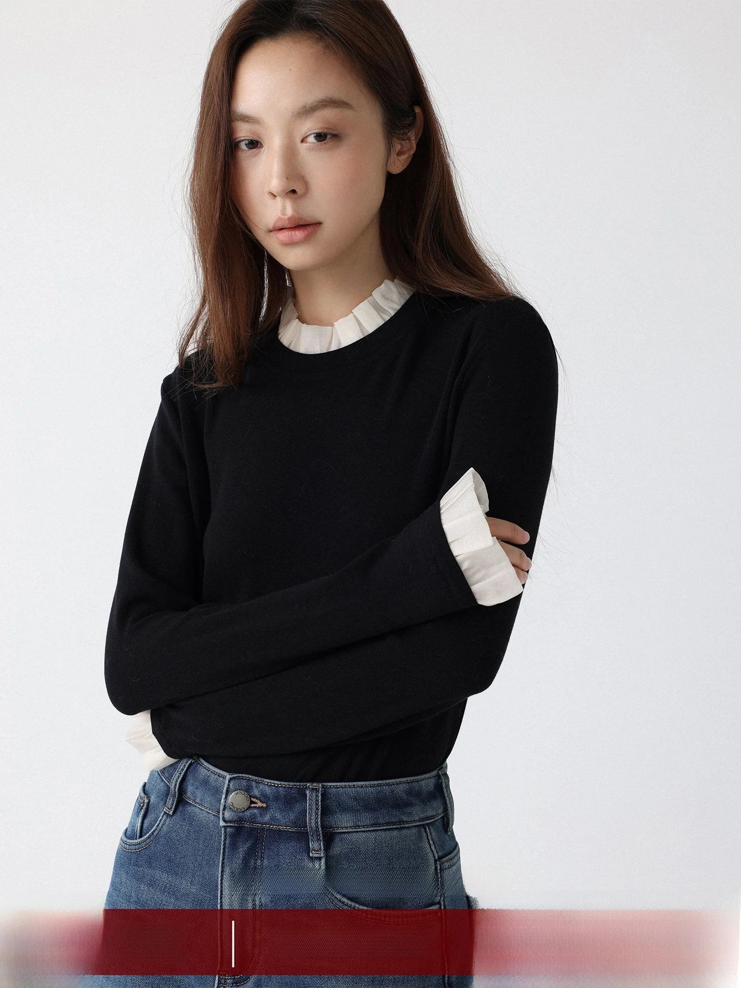 

Низкокалорийная женская повседневная футболка с длинным рукавом, круглым вырезом и расклешенным низом, базовый слой, удобная посадка, базовая футболка