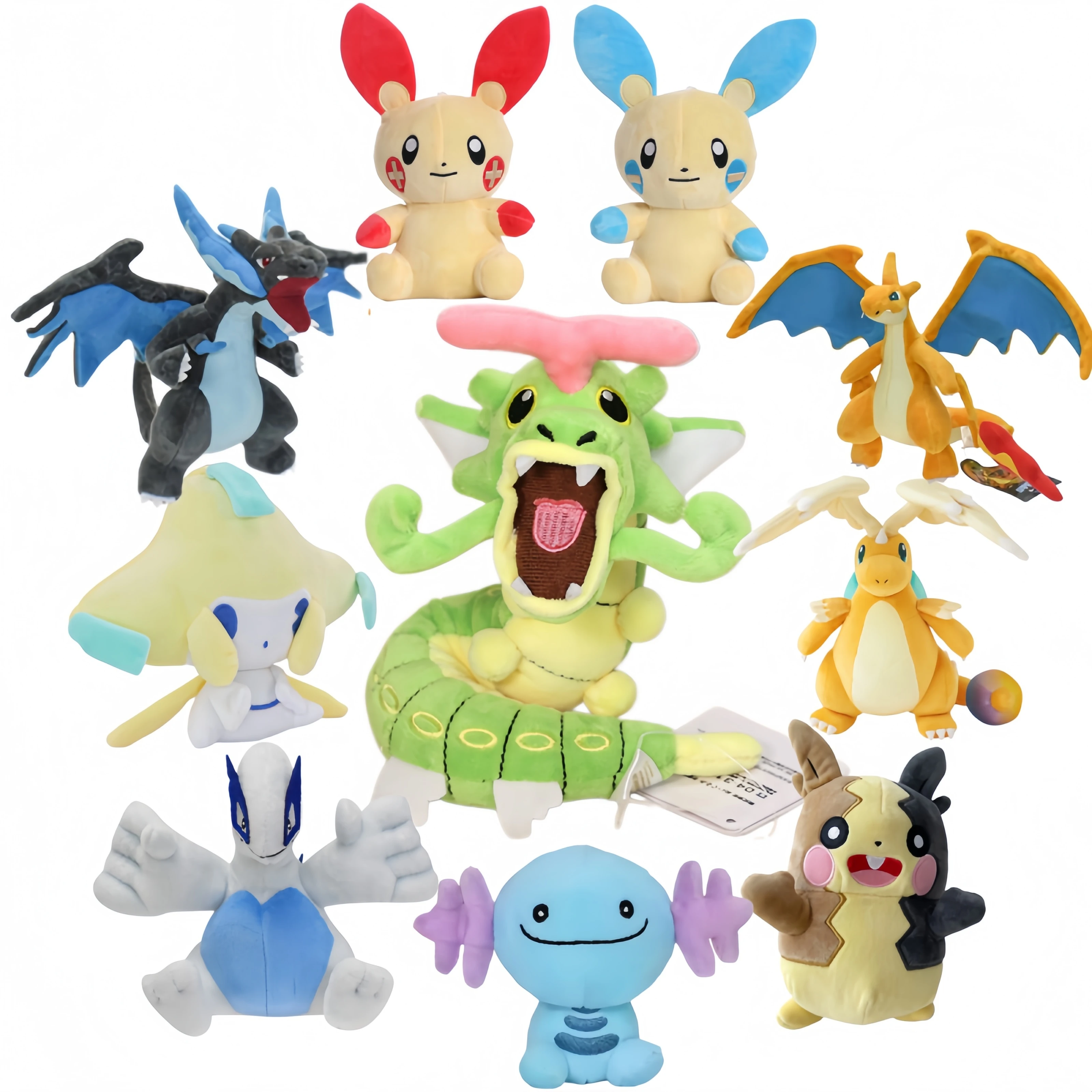 Brinquedo de Pelúcia Pokémon Pikachu, Caterpie, Gyarados, Charizard Brilhante, XY, Morpeko, Wooper, Lugia, Plusle, Minun, Mega Dragonite